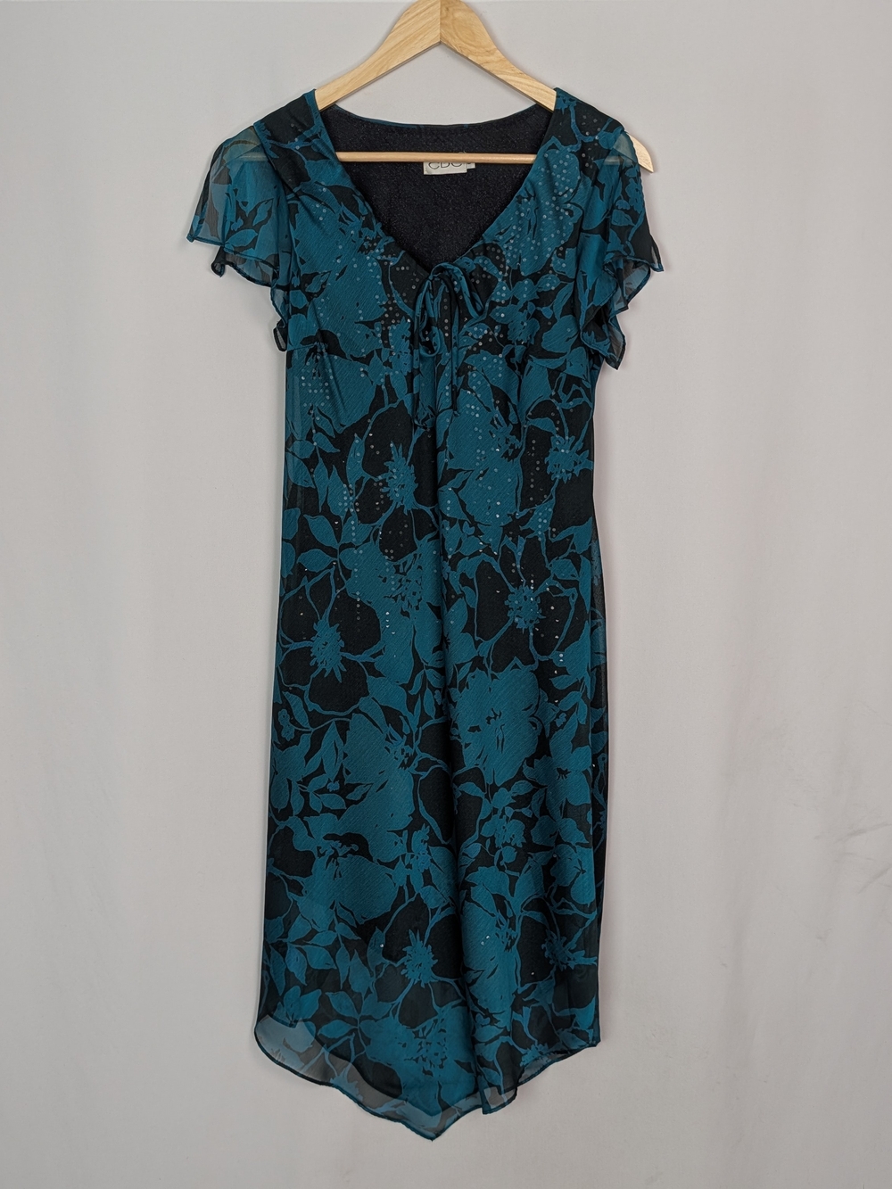 Vintage 90s Y2K CDC Floral Chiffon Midi Dress